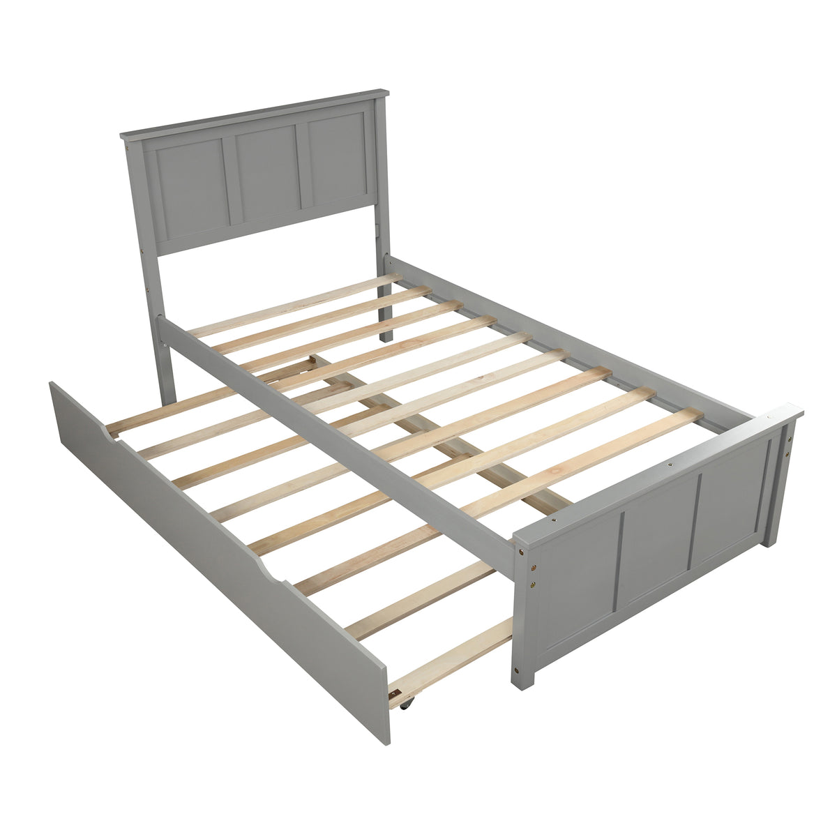 Twin Platform Bed with Trundle – Grey