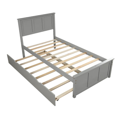 Twin Platform Bed with Trundle – Grey