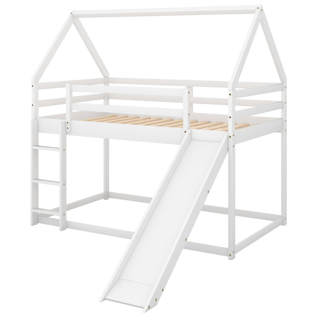 Twin House Bed with Slide White