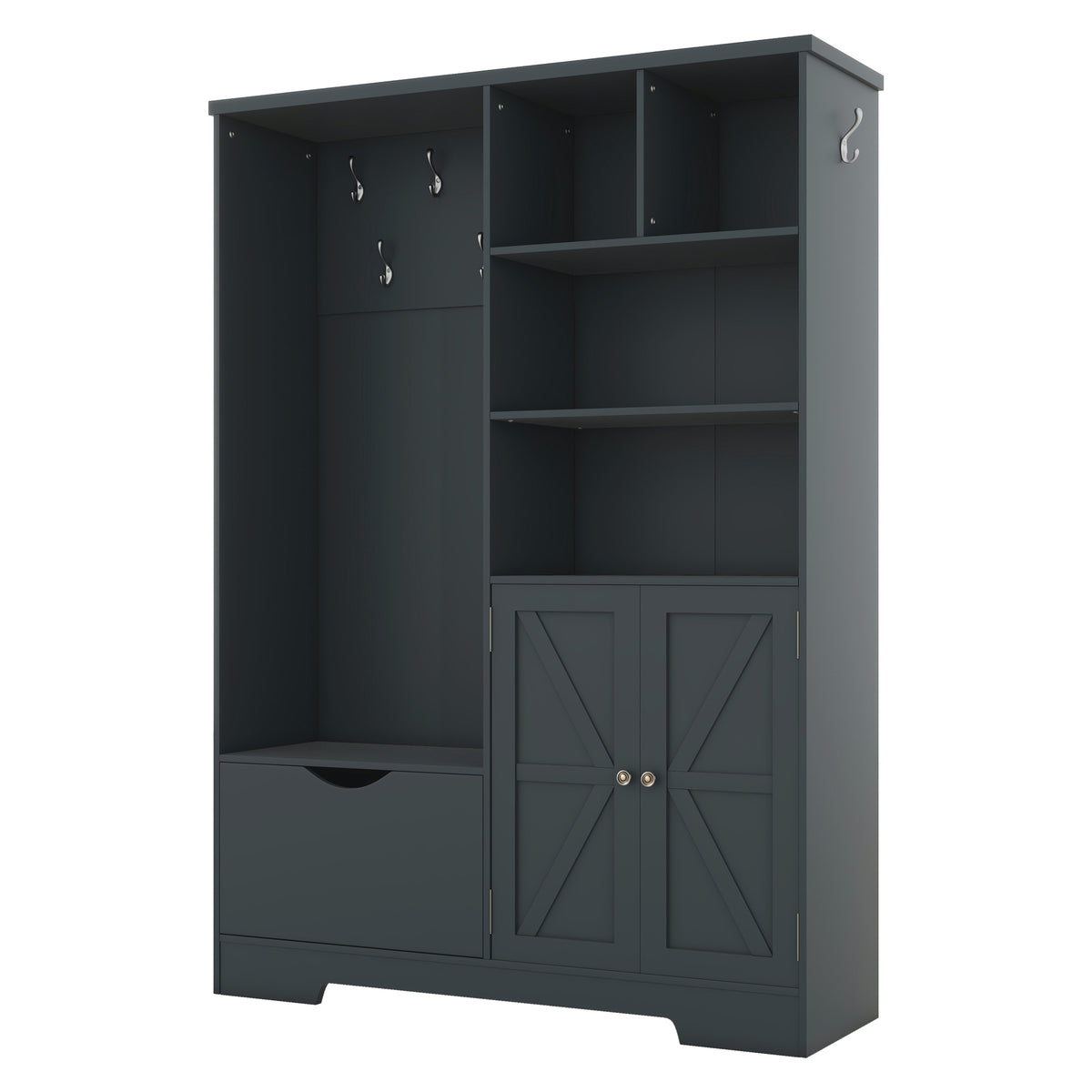 Hallway Storage Bench with Drawers Blue