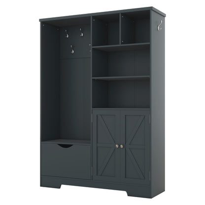 Hallway Storage Bench with Drawers Blue
