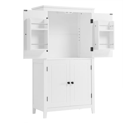 White Bathroom Floor Cabinet Adjustable Shelf