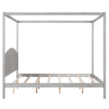 King Canopy Bed Gray Wash