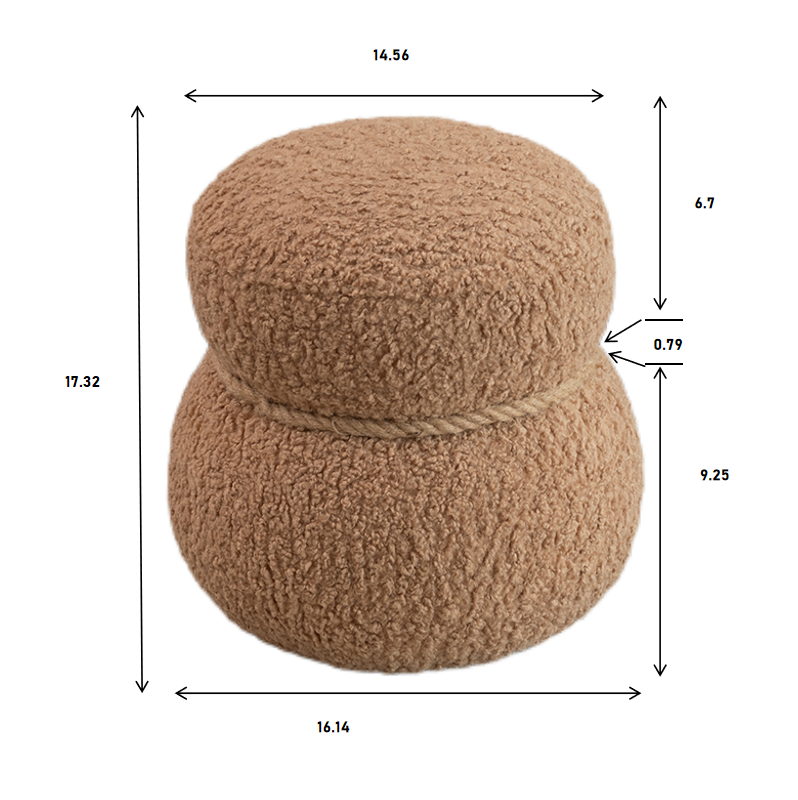 Camel Snowman Stool Plush Fabric Beige