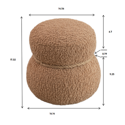 Camel Snowman Stool Plush Fabric Beige
