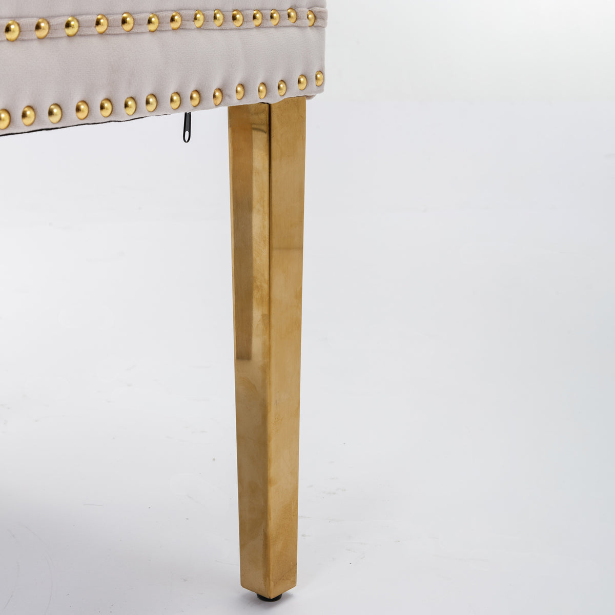 Tufted Dining Chairs Set of 2 Beige & Gold