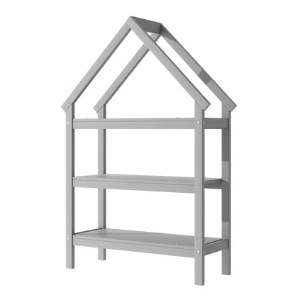 House Frame Platform Bed with Storage Gray