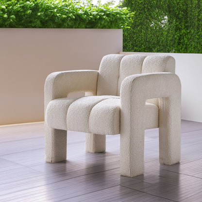 Boucle Accent Chair Beige Upholstery