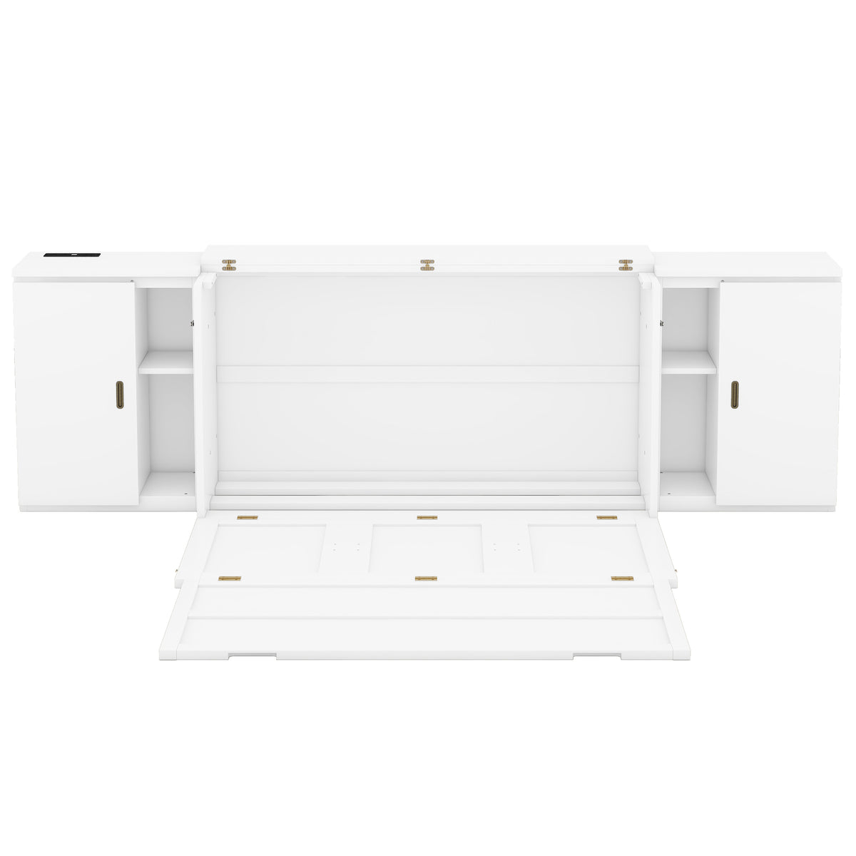 Queen Murphy Bed with USB Ports – White