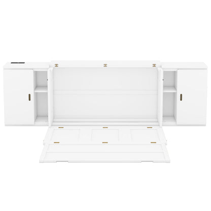 Queen Murphy Bed with USB Ports – White