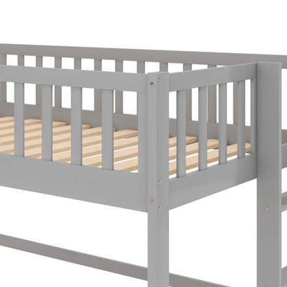 Twin Loft Bed with Ladder and Slide Gray