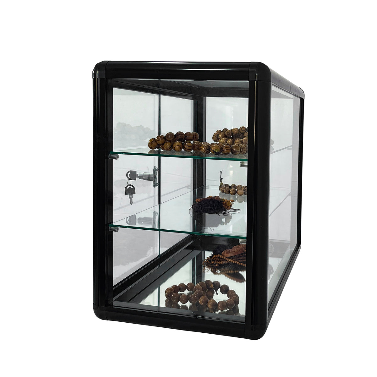 Tempered Glass Display Cabinet with Sliding Doors