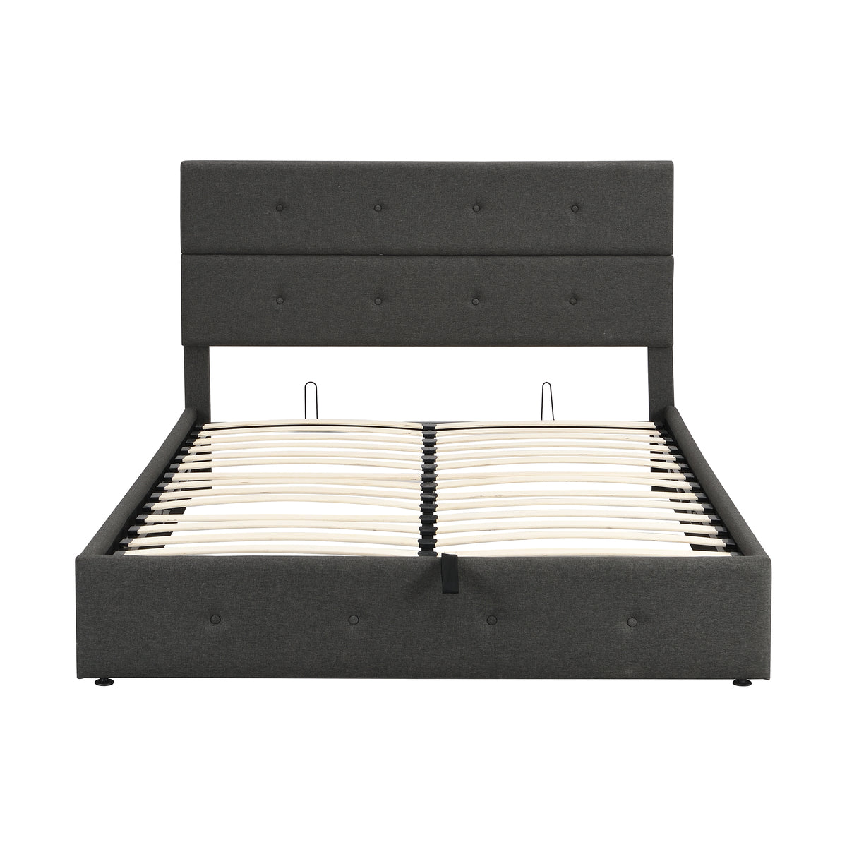 Upholstered Platform Bed with Storage Gray