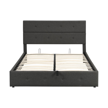 Upholstered Platform Bed with Storage Gray
