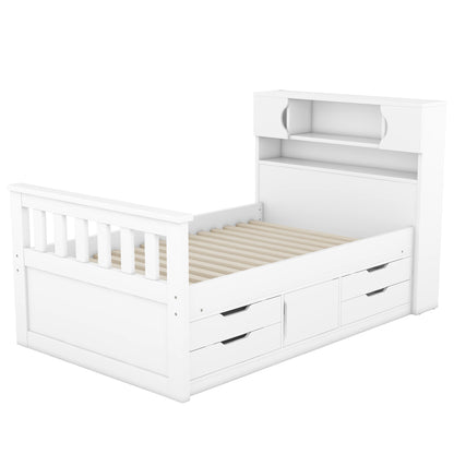 Twin Captain Platform Bed White