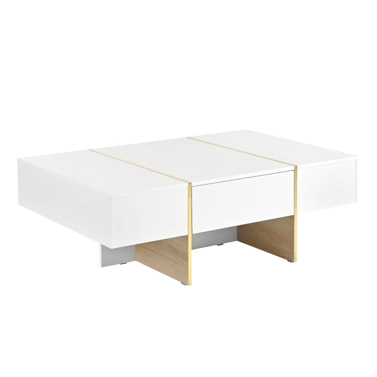 Multifunctional Table with Drawers Gold Finish