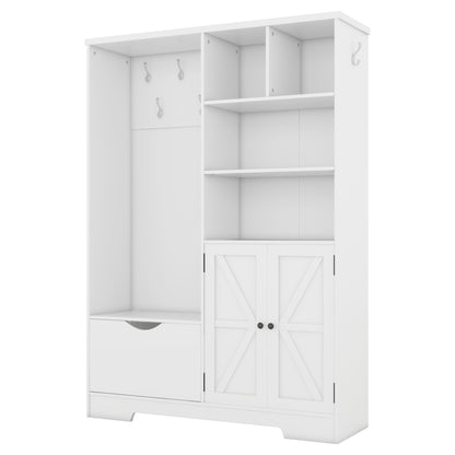 Hall Tree Storage Cabinet White