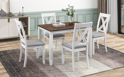 Rustic 5-Piece Dining Set with X-Back Chairs