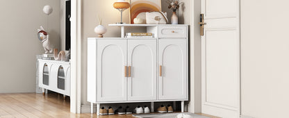 Elegant Shoe Cabinet with Adjustable Shelves White