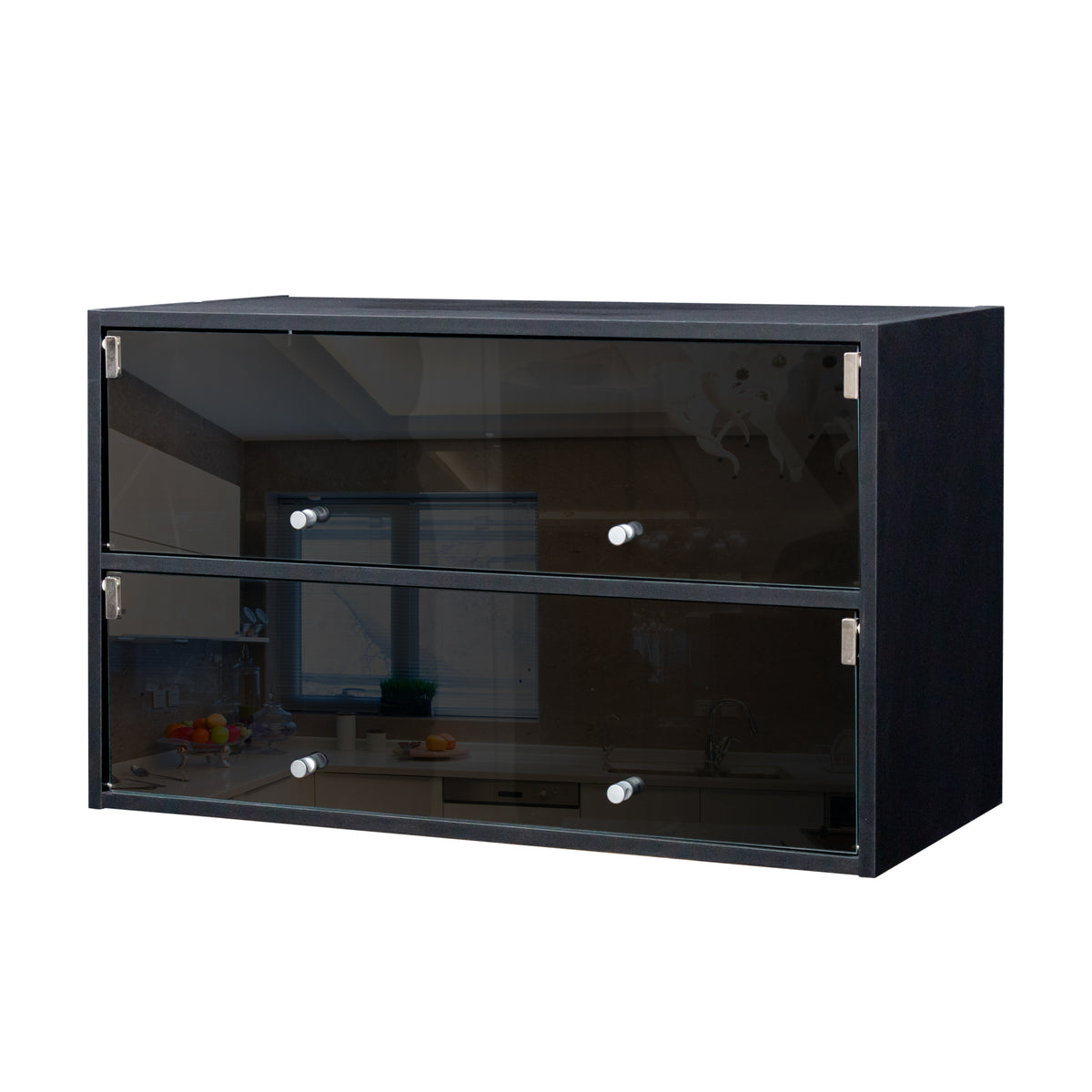 Black Glass Shoe Cabinet with RGB LED Illumination