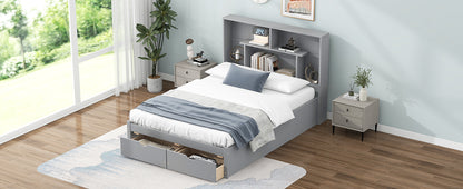 Full Platform Bed Gray