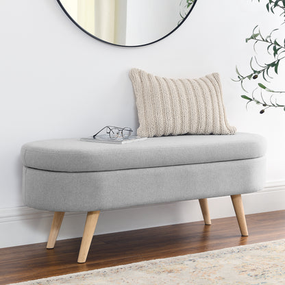 Oval Lift-Top Storage Ottoman – Gray
