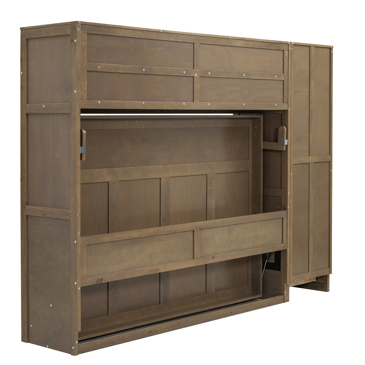 Antique Grey Murphy Bed with Storage Drawers