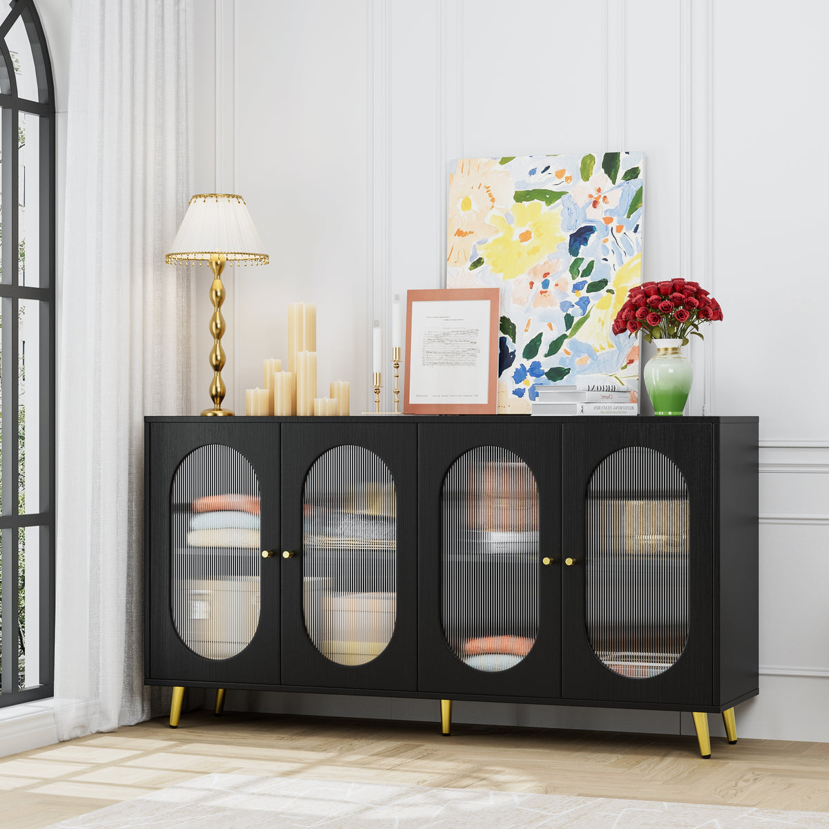Black Acrylic Sideboard Cabinet