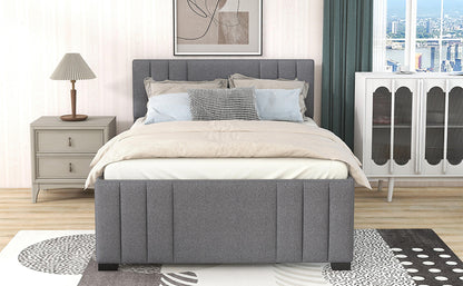 Full Upholstered Bed with Trundle Gray