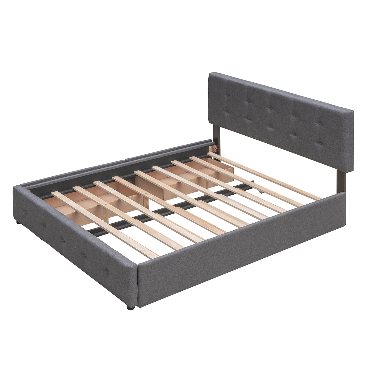 Upholstered Platform Bed Queen Dark Gray