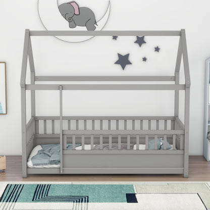 Twin Floor Bed Grey