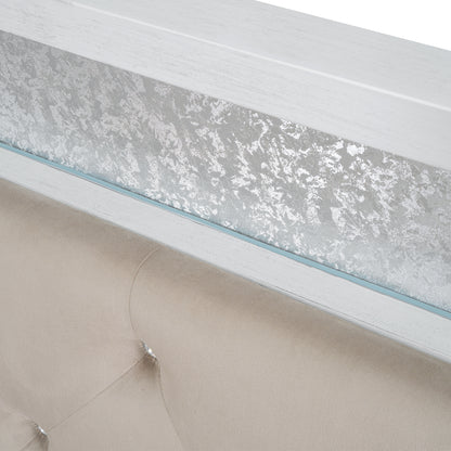 Full Platform Bed with LED Headboard White