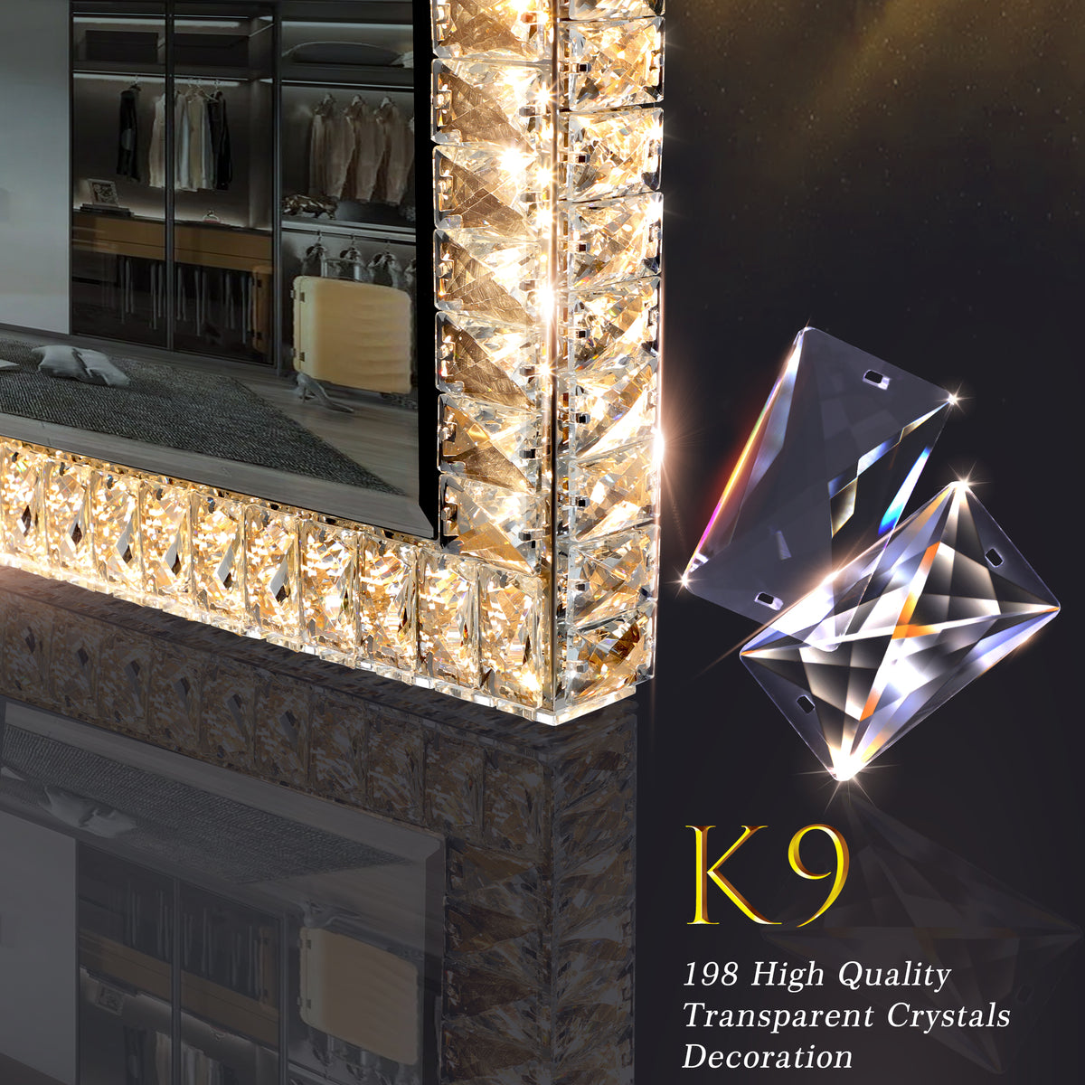 LED Crystal Mirror Vanity Light