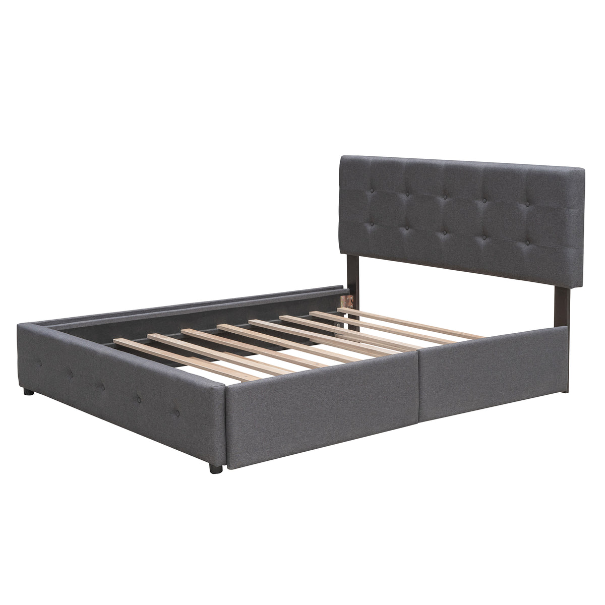 Upholstered Platform Bed Queen Dark Gray