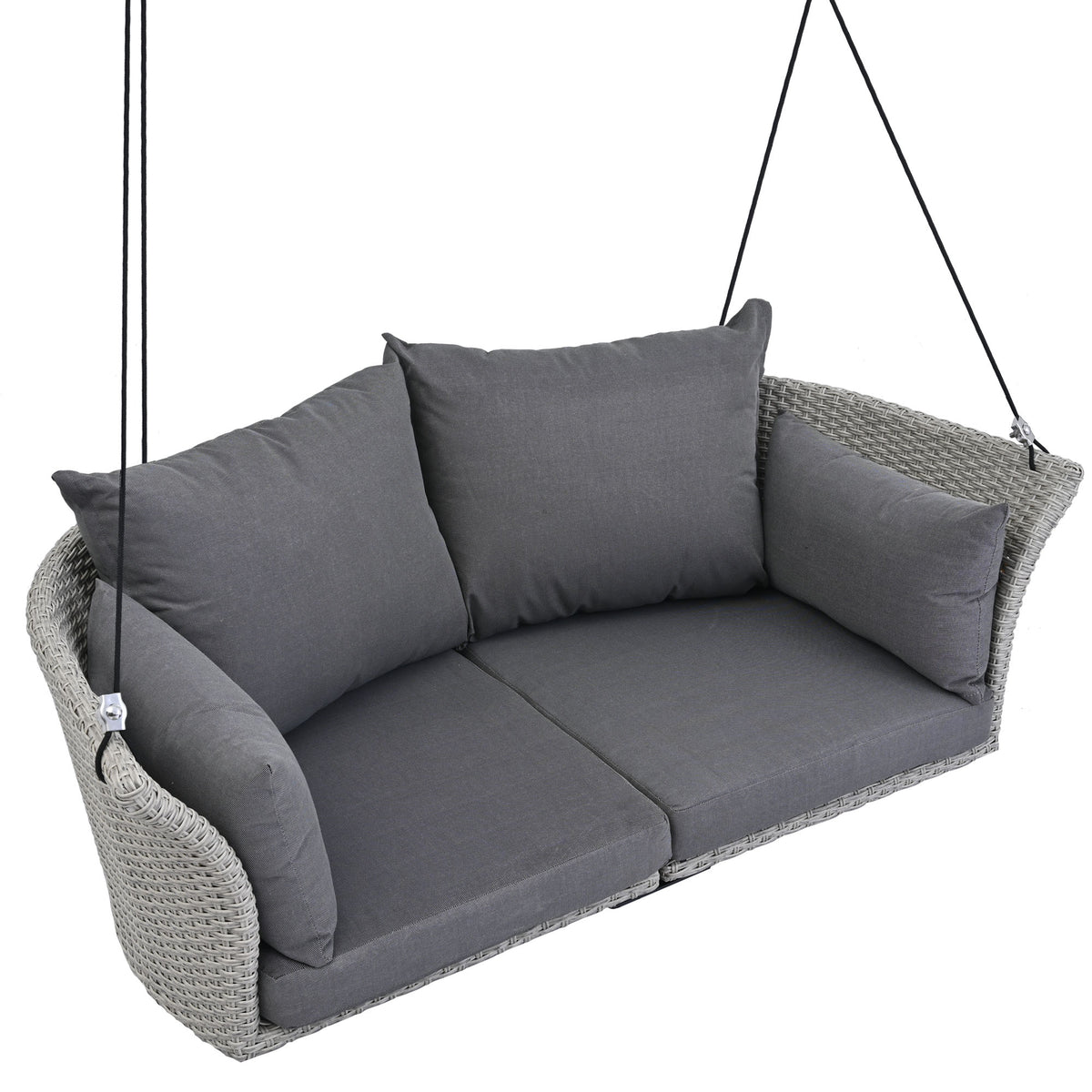 Hanging Swing Chair with Ropes Wicker Cushion