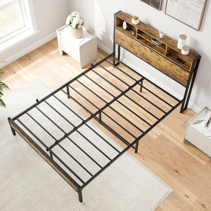 Full Platform Bed with Charging Station – Black
