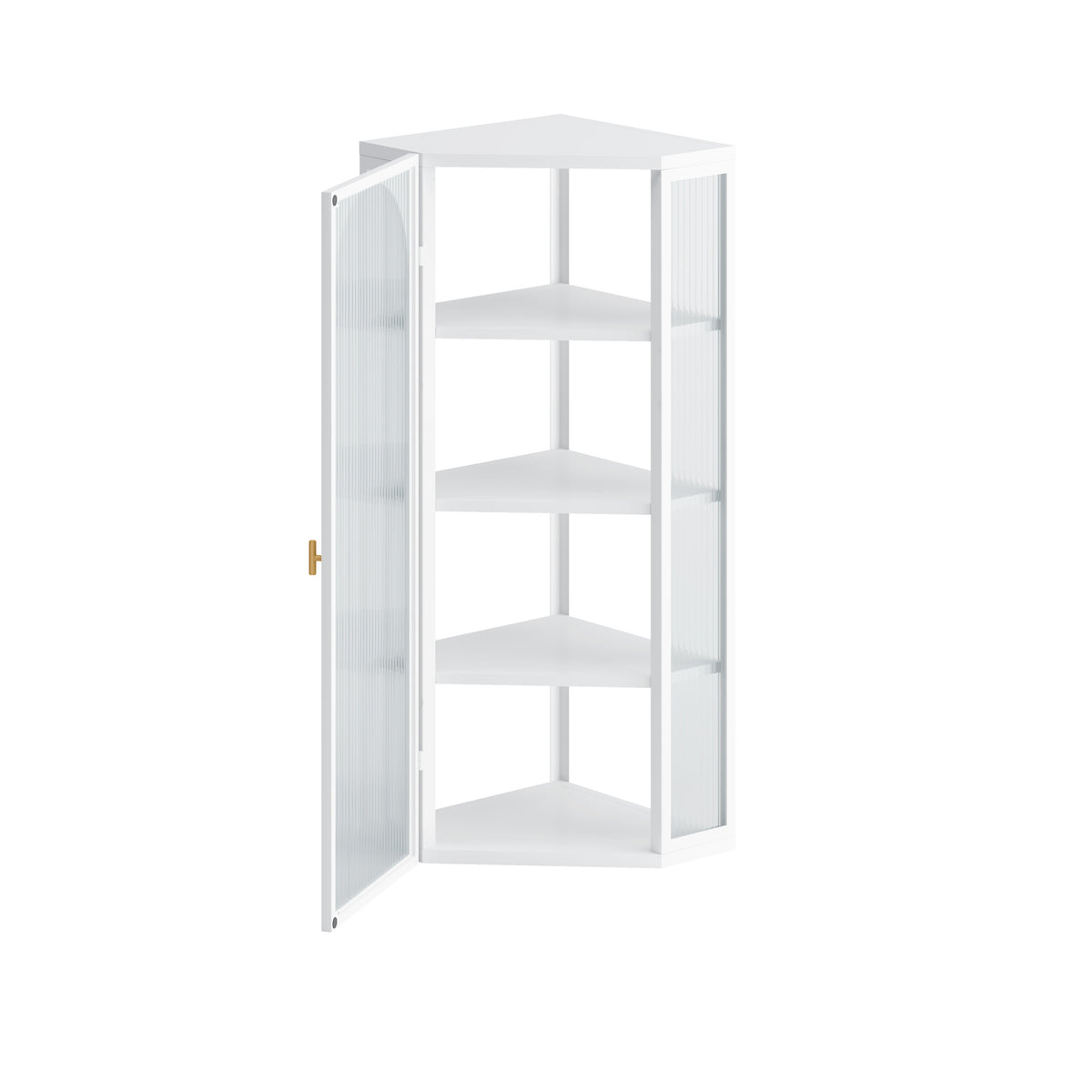 Glass Corner Wall Cabinet – White