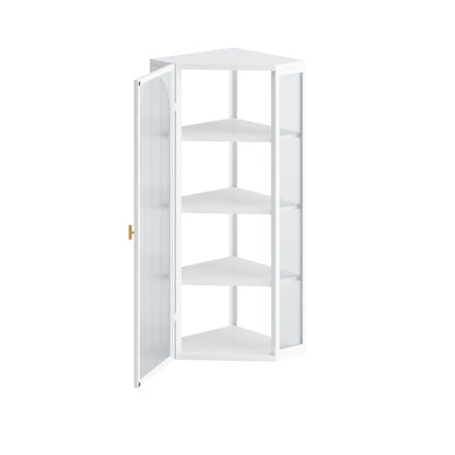 Glass Corner Wall Cabinet – White