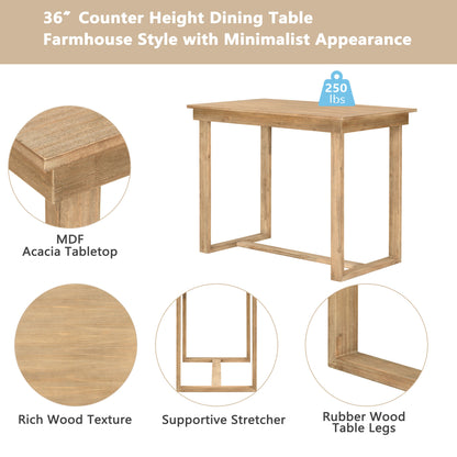 Farmhouse Counter Dining Set (5 pcs) – Brown & Beige