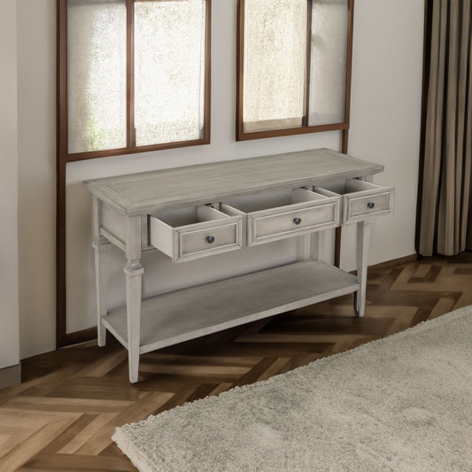 Gray Wood Console Table with Drawers