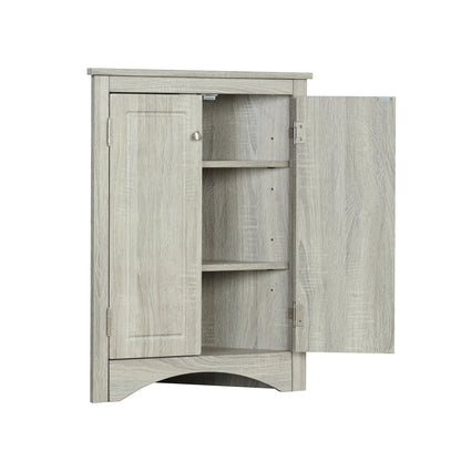 Oak Corner Bathroom Cabinet with Shelves