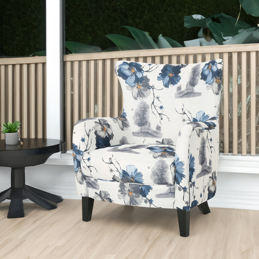 Retro Printed Accent Chair Blue