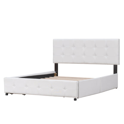 Upholstered Platform Bed Queen Linen
