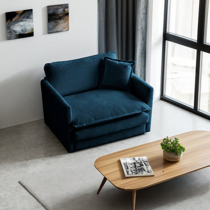 Comfy Single Sofa Chair Blue Chenille
