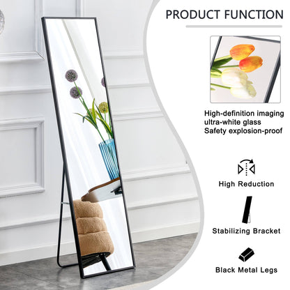 Full-Length Aluminum Mirror 65 x 23 Black Frame