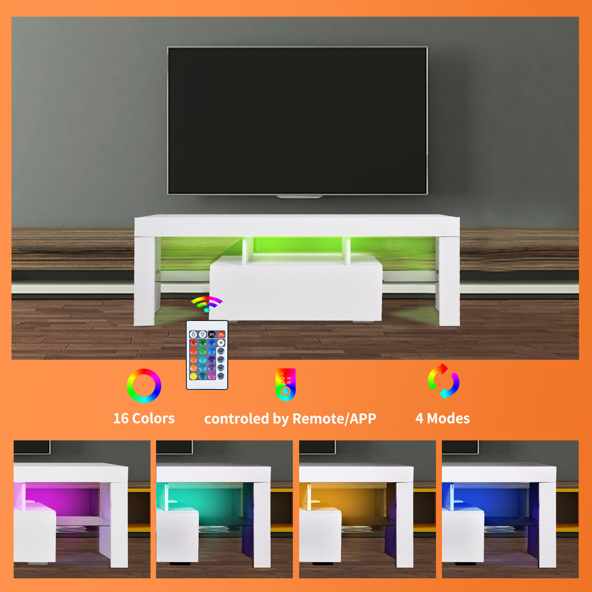 TV Stand with Storage and Drawers Gray