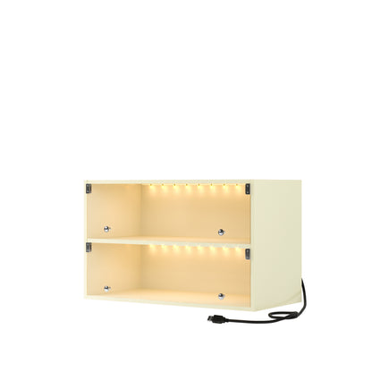White Glass Shoe Cabinet with RGB LED Lighting