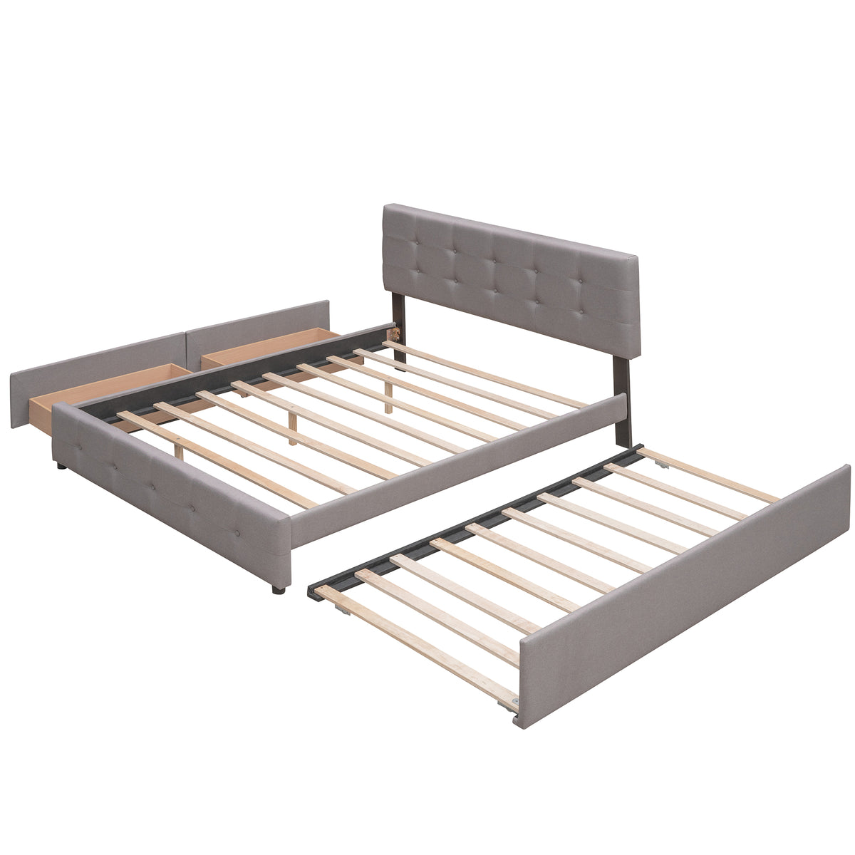 Upholstered Platform Bed Queen Light Gray