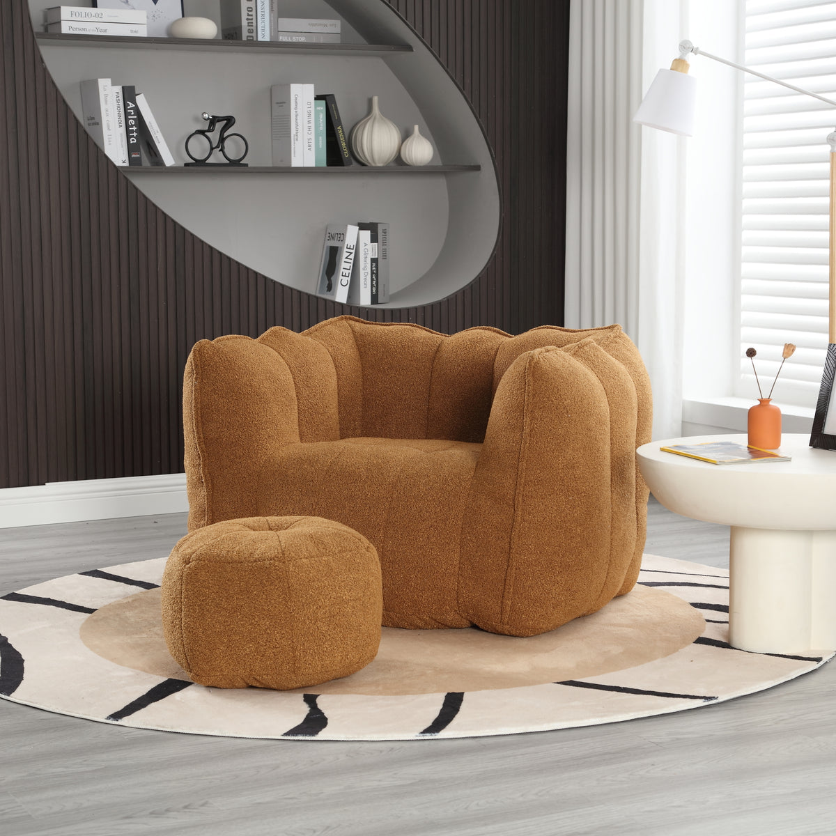 High Resilience Foam Bean Bag Sofa with Footrest