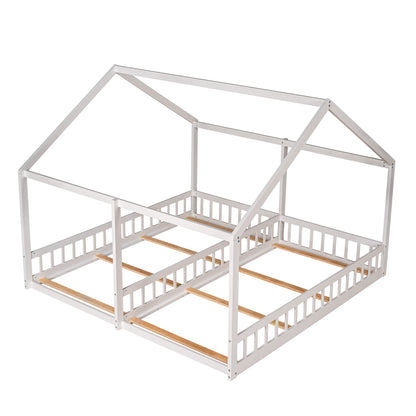 Twin House Platform Bed White